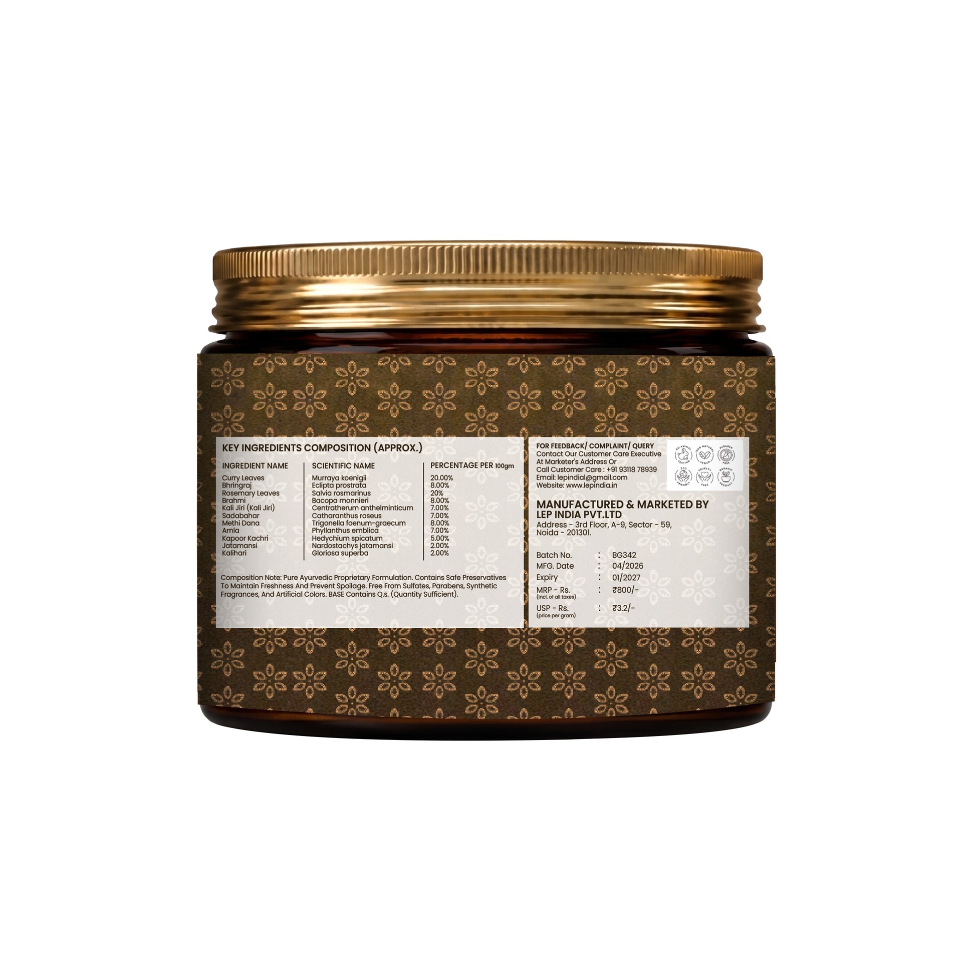 CURRRY LEAVES AND ROSEMARY LEAVES HAIR MASK NUTRITIONAL DETAILS  OTHER DETAILS