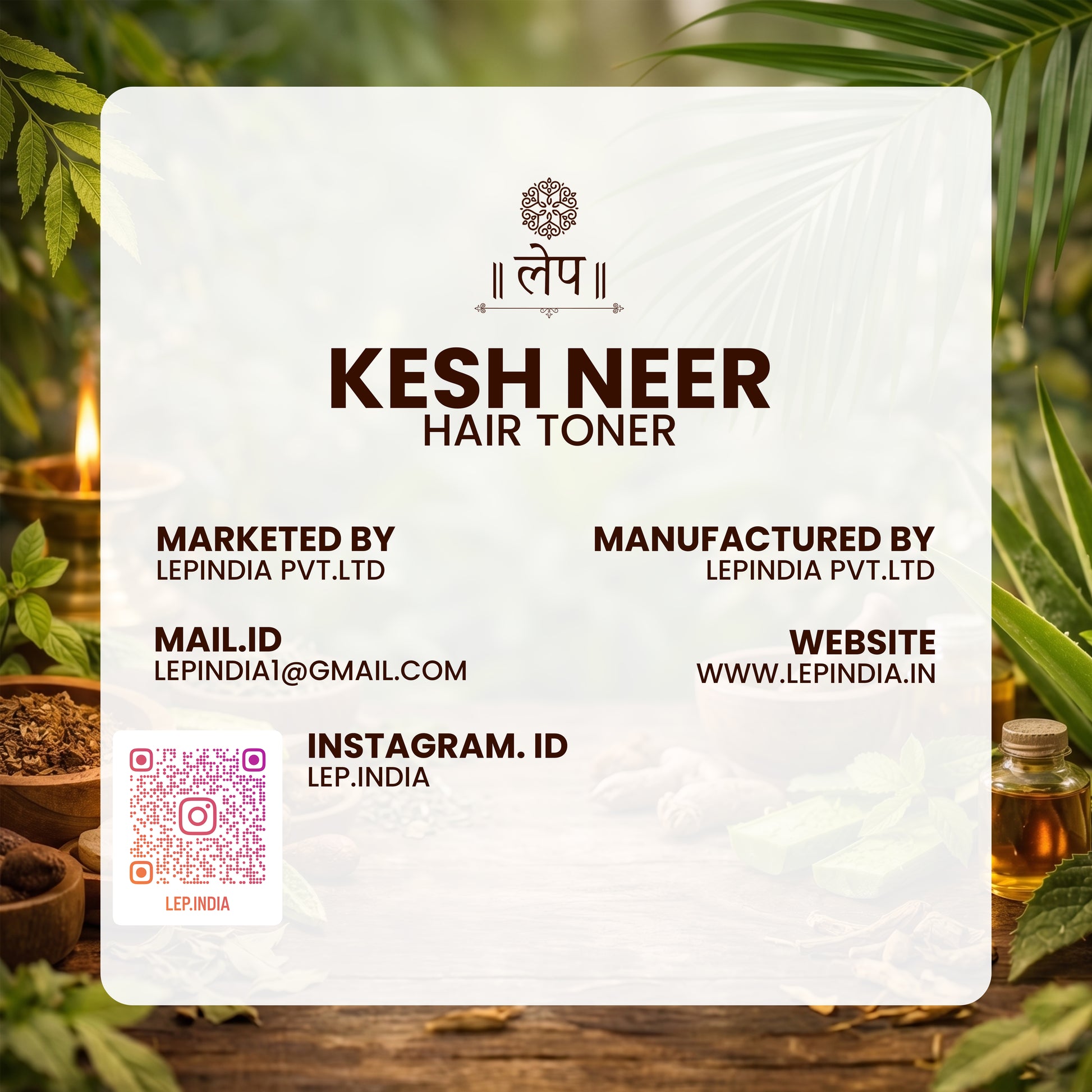 Kesh Neer hair toner packaging with brand details on a natural background