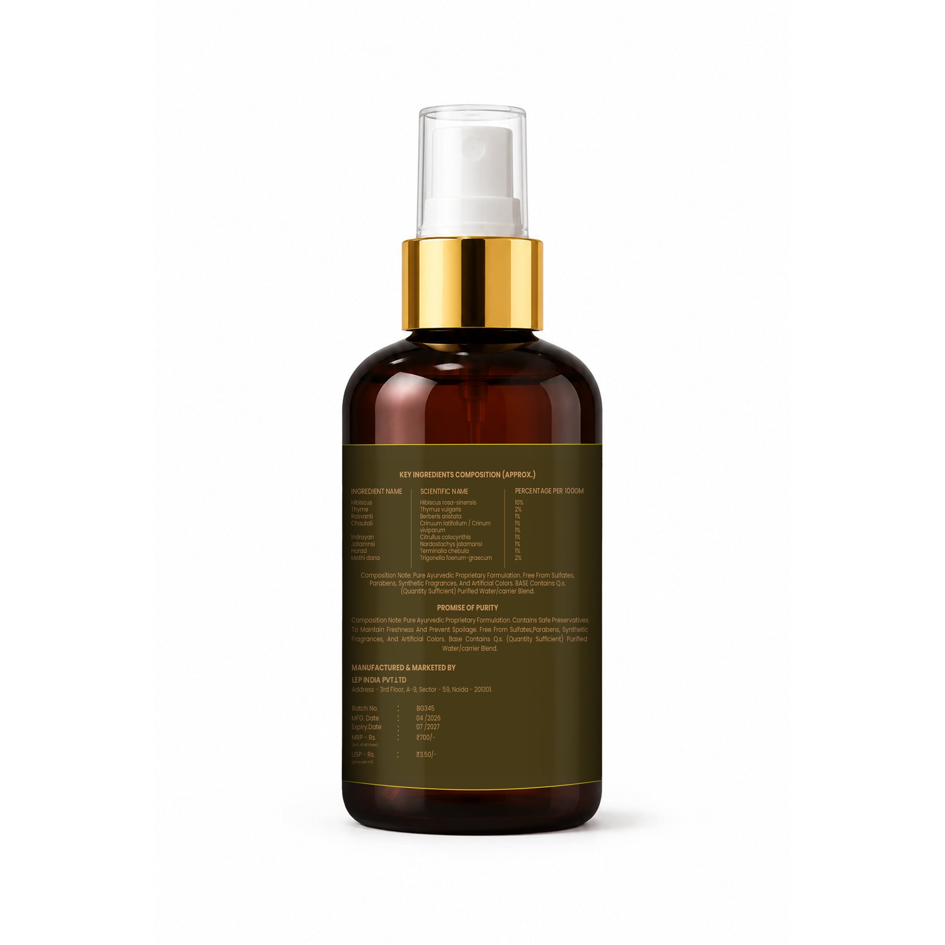 Kesh Sakti hair growth toner ingredient's details 