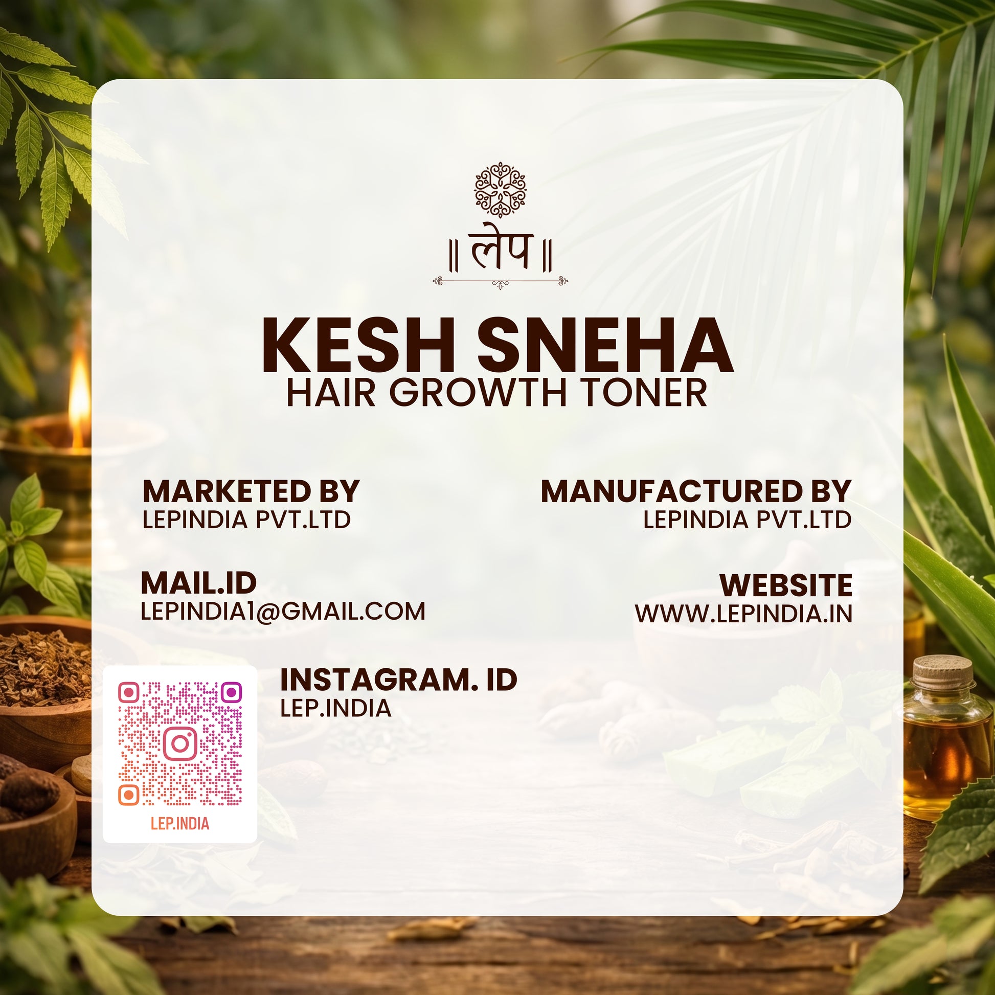 Kesh Sneha hair growth toner packaging with brand details on a natural background
