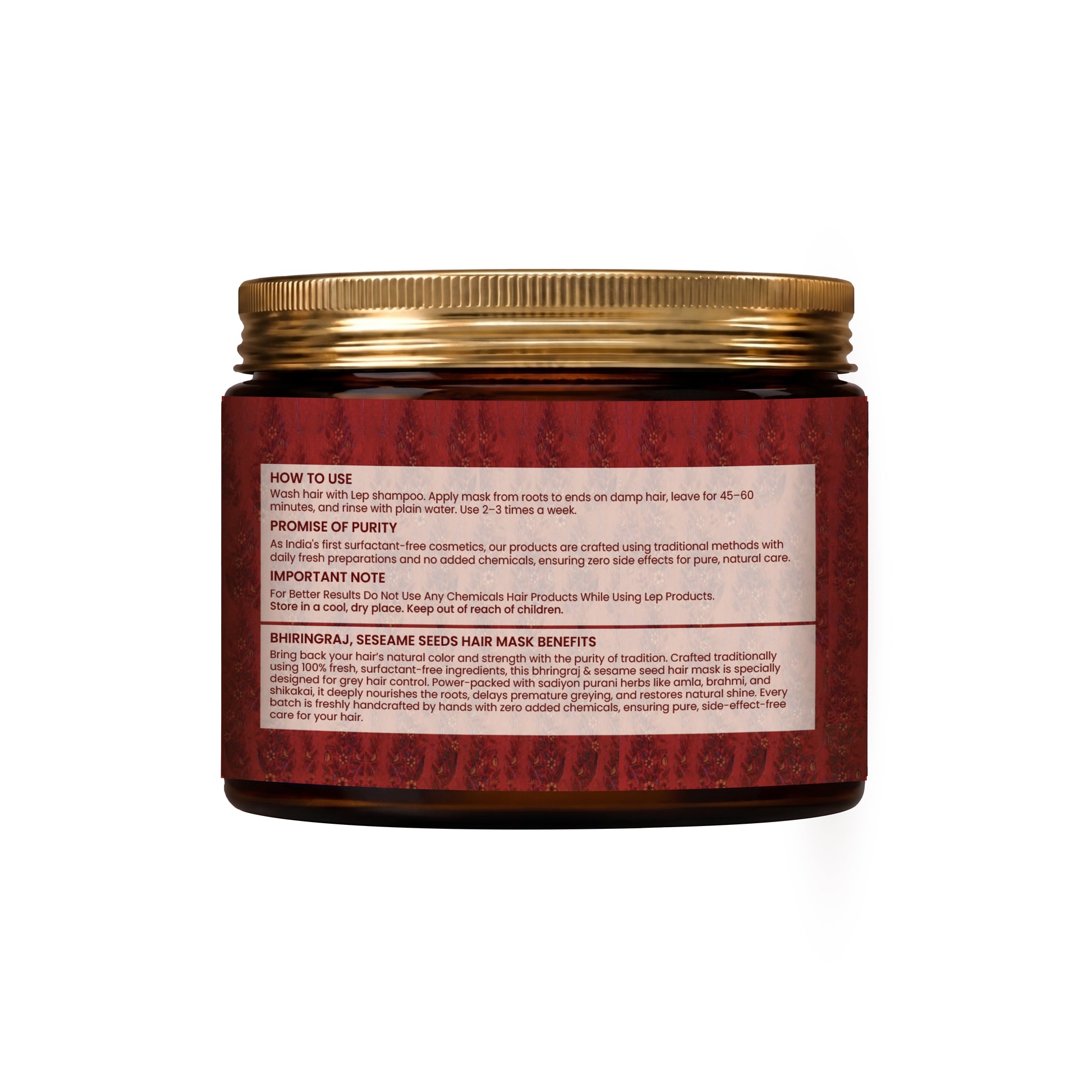 bhringraj hair mask details about how to use , promise of purity , important note