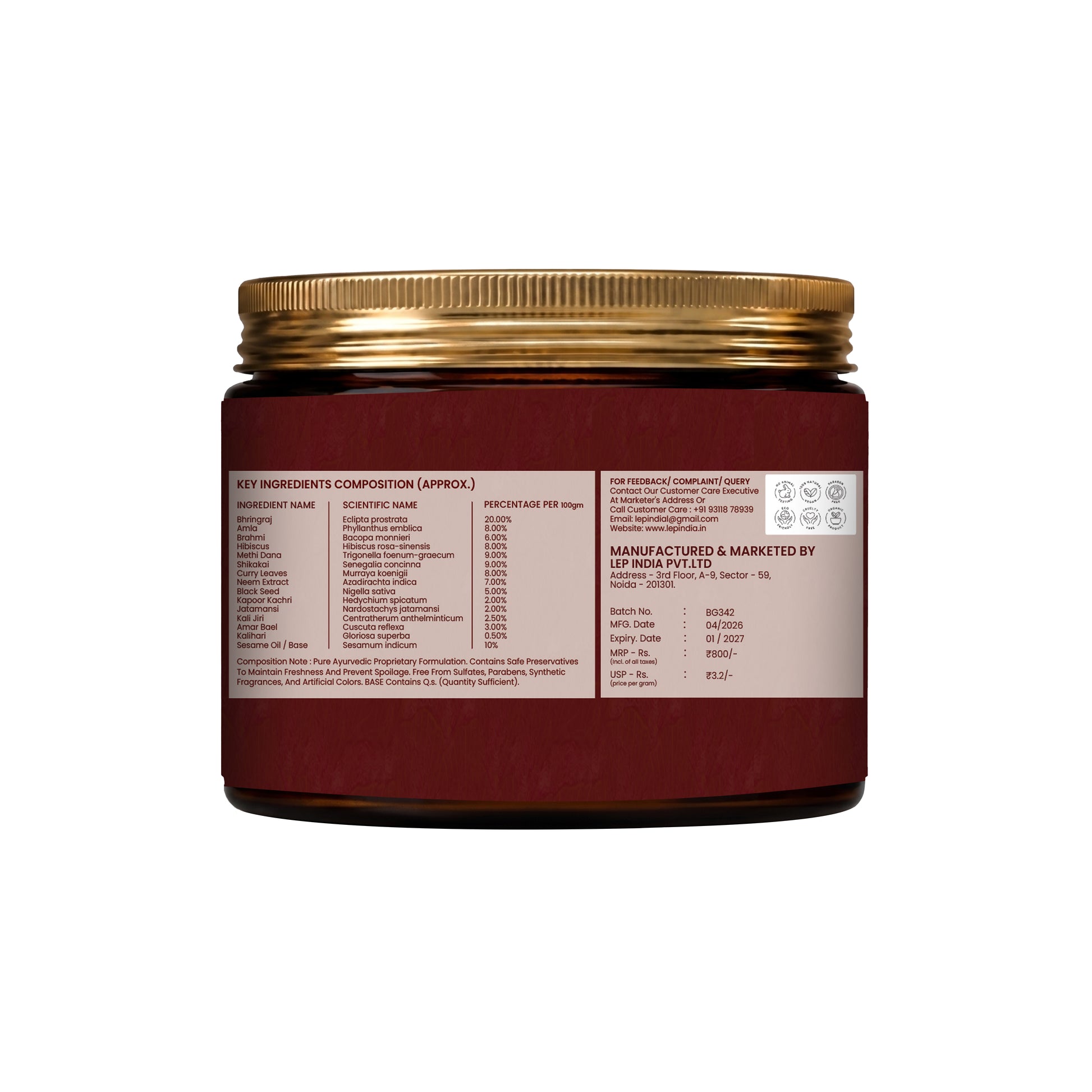 bhringraj hair mask nutritional information 