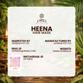 Heena hair mask packaging with brand information and QR code on a natural background