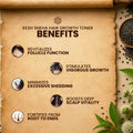 Promotional text for Kesh sneha Hair Toner with natural elements on a brown background